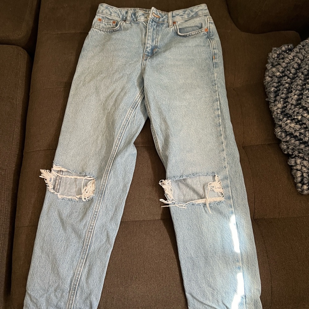 Light washed distressed top shop mom jeans